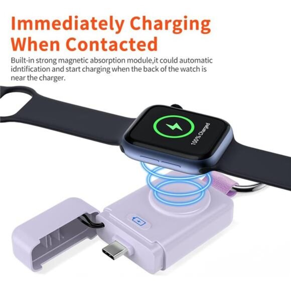 Portable Wireless Charger for Apple Watch,HUOTO iWatch Charger 1400mAh Smart - Picture 2 of 7